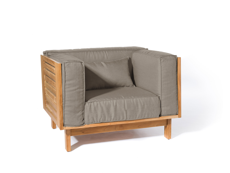 Lounge chair in teak and grey