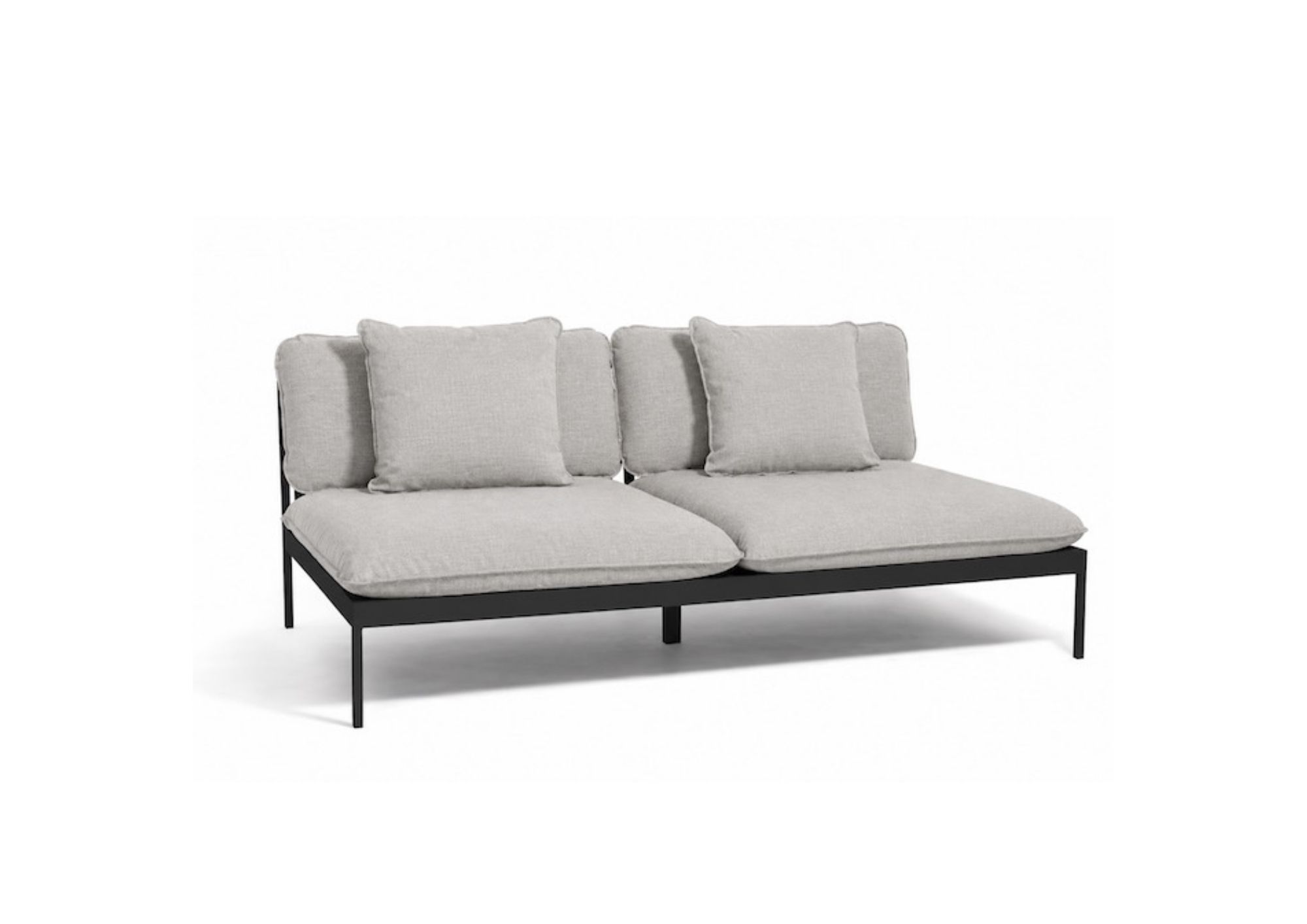 Bonan outdoor lounge sofa with light grey cushions by Skargaarden